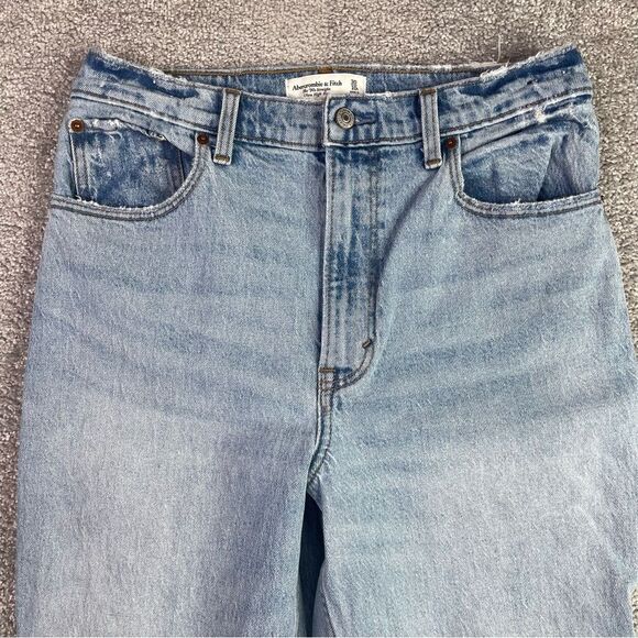 Abercrombie & Fitch Jeans Women's 30 Blue 90's Straight High Rise Split Leg - Picture 2 of 12